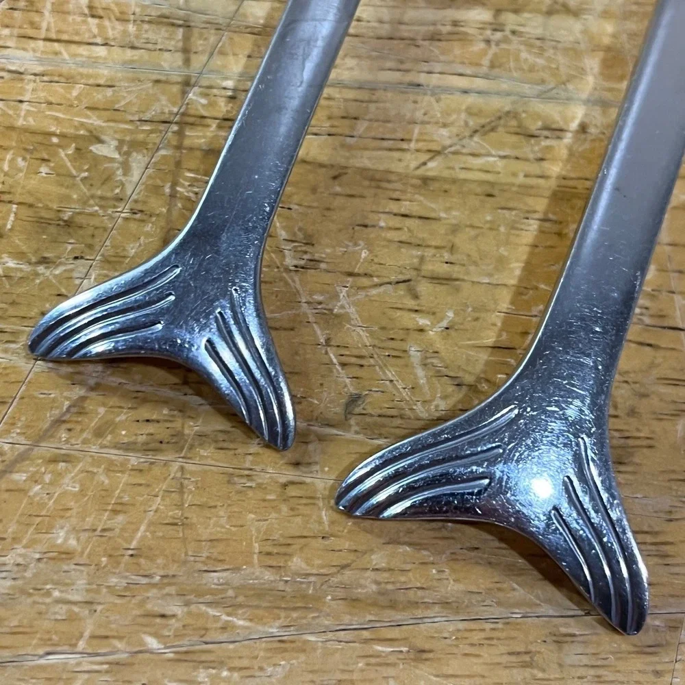 Galleyware Fish Stix Flatware Set 5pc Silver Vtg Coastal Nautical Stainless